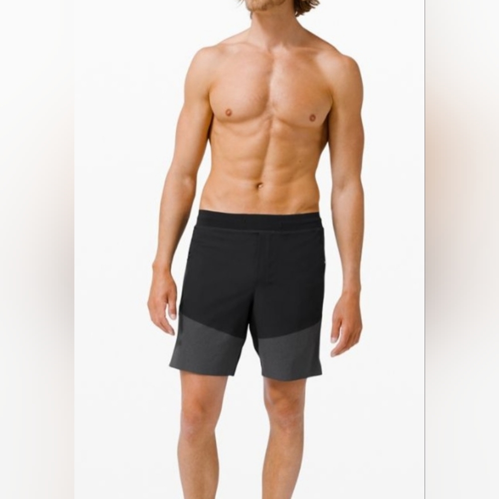 Mens Lululemon Atheltica Train to Beach Swim Shorts Black Gray Size M